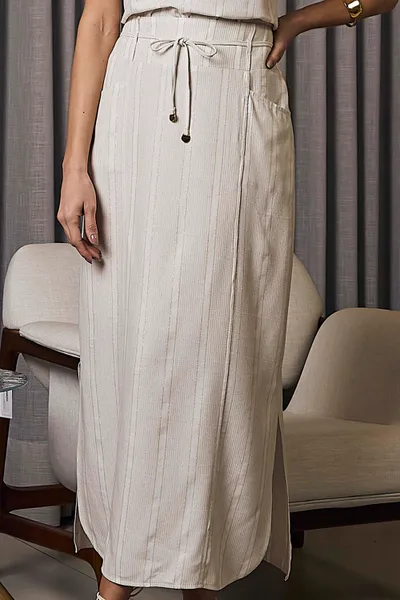 SAIA LONGUETE EM VISCOSE DE LINHO COM LUREX MIRA V