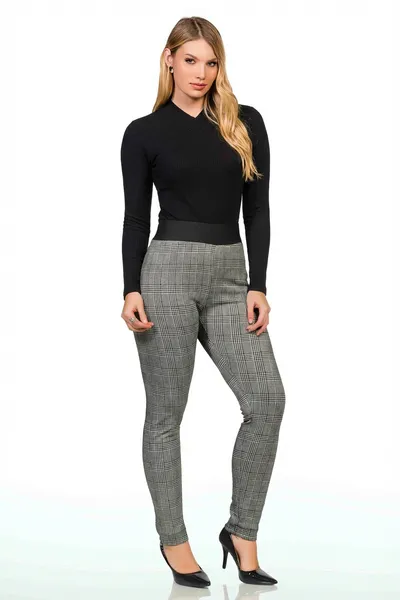 CALÇA SKINNY JACQUARD COM AJUSTE BRANCO PRETO MIRA CALÇA SKINNY JACQUARD COM AJUSTE BRANCO PRETO MIRA