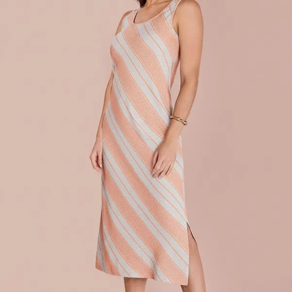 VESTIDO MIDI SEM MANGAS DECOTE REDONDO DAMASCO MIR