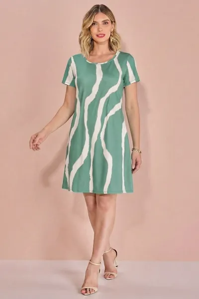VESTIDO DECOTE U MANGA CURTA MATE/MANTEIGA MIRA VE