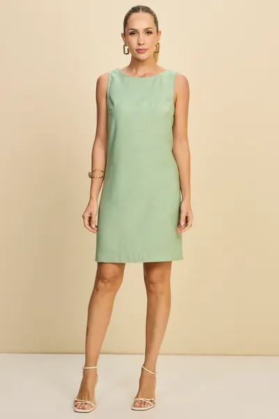 VESTIDO SEM MANGA DECOTE CANOA MENTA MIRA VEST