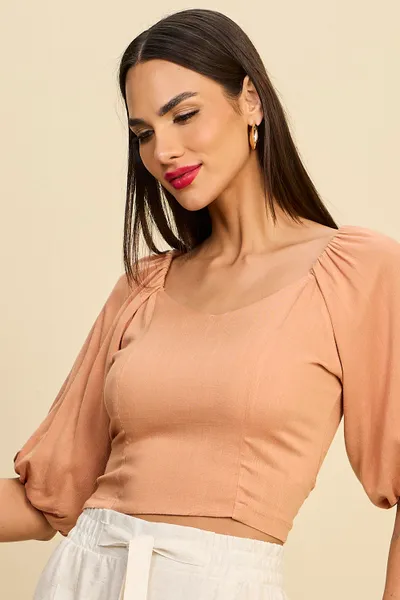 CROPPED AMENDOA MANGA 3/4 MIRA VEST