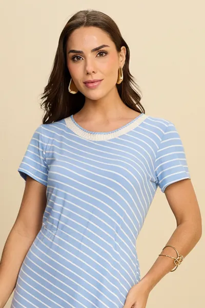 VESTIDO MIDI COM DECOTE CANOA AZUL BEBE MIRA VEST