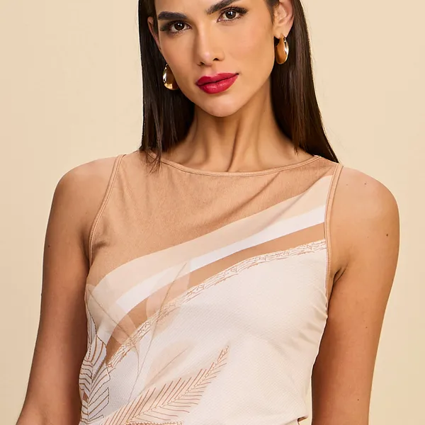 BLUSA SEM MANGAS DECOTE REDONDO AMENDOA MIRA VEST
