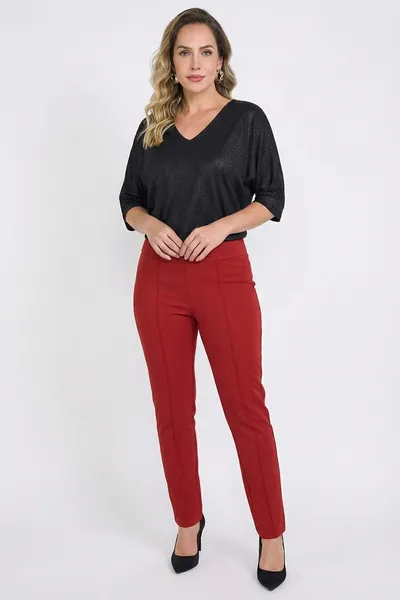 CALÇA ALFAIATARIA COM SHAPE RETO VERMELHO MIRA VES
