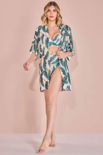 SAIDA MODA PRAIA VERDE TROPICAL MIRA VEST