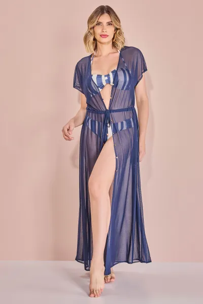 SAIDA MODA PRAIA TULE  MARINHO MIRA VEST