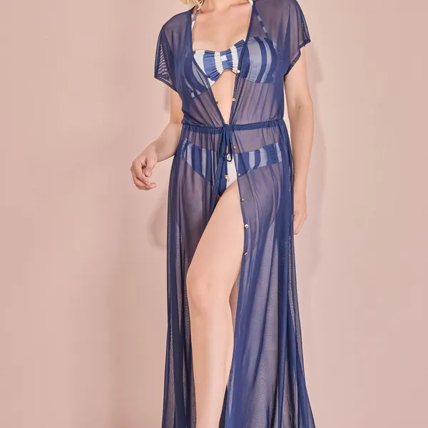 SAIDA MODA PRAIA TULE  MARINHO MIRA VEST