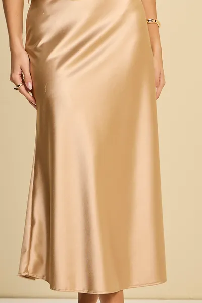 SAIA MIDI  MALHA CETIM DOURADO MIRA VEST