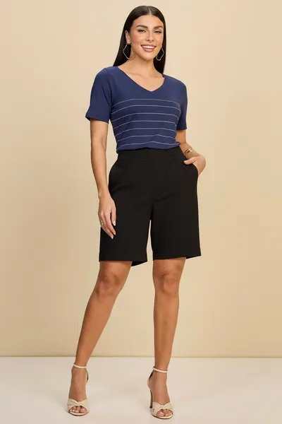BERMUDA ALFAIATARIA COM RECORTES PRETO MIRA VEST