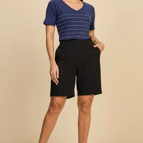 BERMUDA ALFAIATARIA COM RECORTES PRETO MIRA VEST