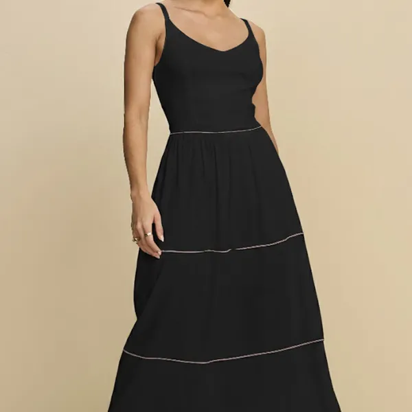 VESTIDO LONGO VISCOLINHO PRETO MIRA VEST