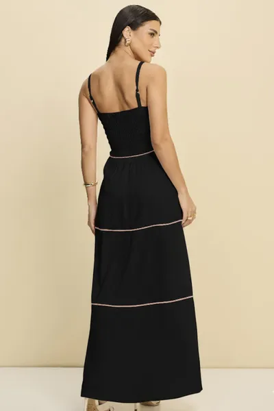 VESTIDO LONGO VISCOLINHO PRETO MIRA VEST