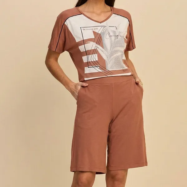 CONJUNTO BLUSA DECOTE V BERMUDA MOUSSE MIRA VEST