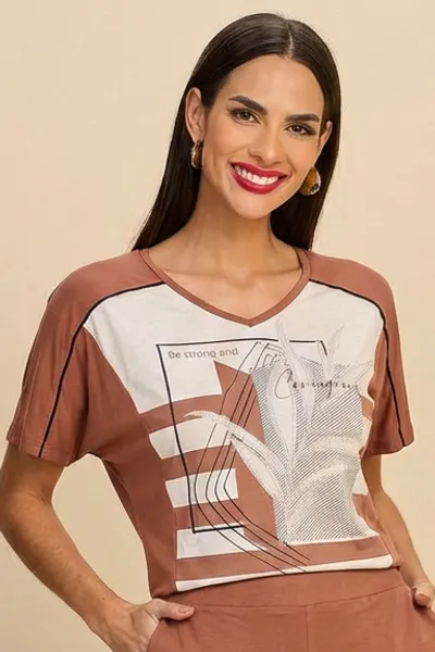 CONJUNTO BLUSA DECOTE V BERMUDA MOUSSE MIRA VEST