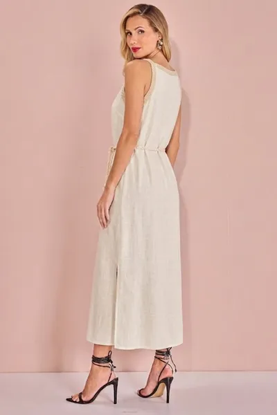 VESTIDO LONGUETE VISCOLINHO COM LUREX OFF WHITE MI