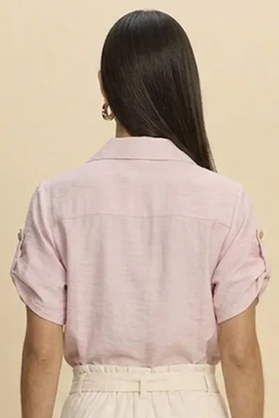 CAMISA VISCOSE DE LINHO NUDE MIRA VEST