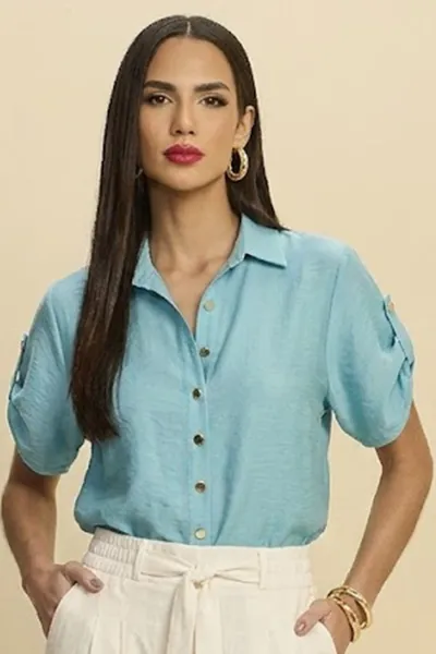 CAMISA VISCOSE DE LINHO AZUL BEBÊ MIRA VEST