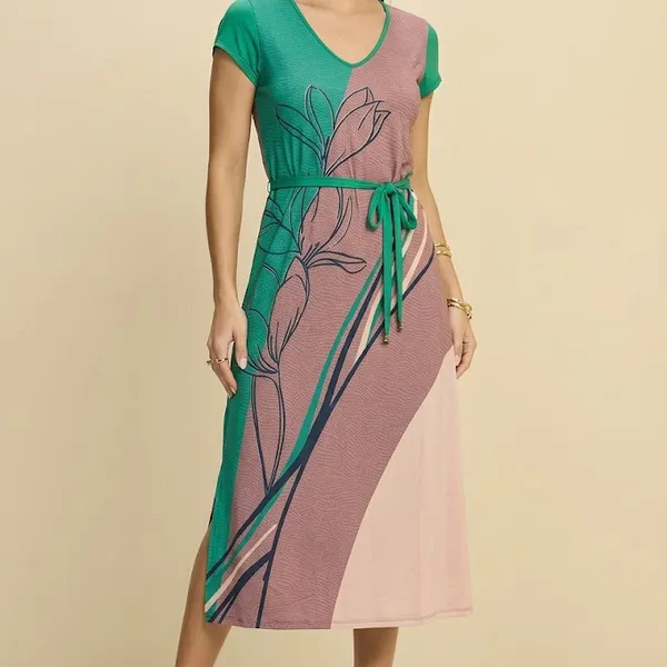 VESTIDO MIDI MALHA CREPONADA VERDE MIRA VEST