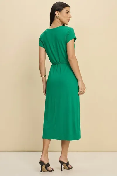 VESTIDO MIDI MALHA CREPONADA VERDE MIRA VEST