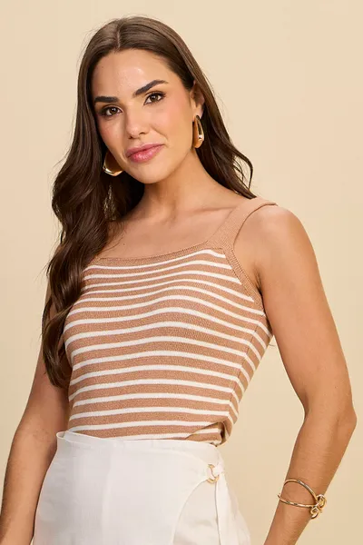 BLUSA TRICÔ ALÇA DECOTE QUADRADO MOUSSE MIRA VEST