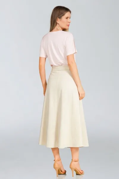SAIA MIDI SUEDE COM CINTO OFF WHITE MIRA VEST