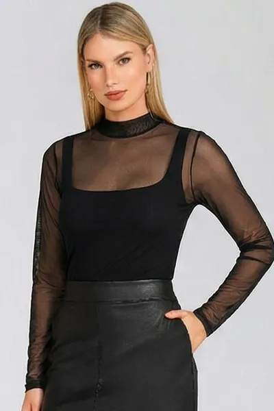 BLUSA TULE COM REGATA SOBREPOSTA PRETO MIRA VEST