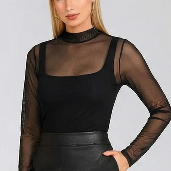 BLUSA TULE COM REGATA SOBREPOSTA PRETO MIRA VEST