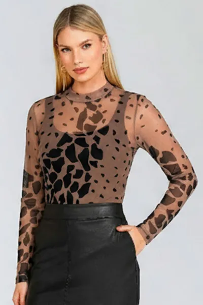 BLUSA TULE COM REGATA SOBREPOSTA AVELÃ MIRA VEST