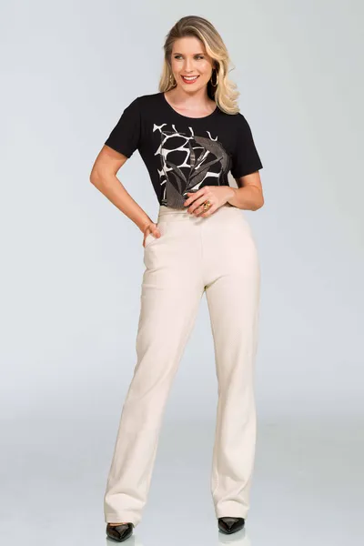 T-SHIRT COM FOIL PRETA MIRA VEST T-SHIRT COM FOIL PRETA MIRA VEST