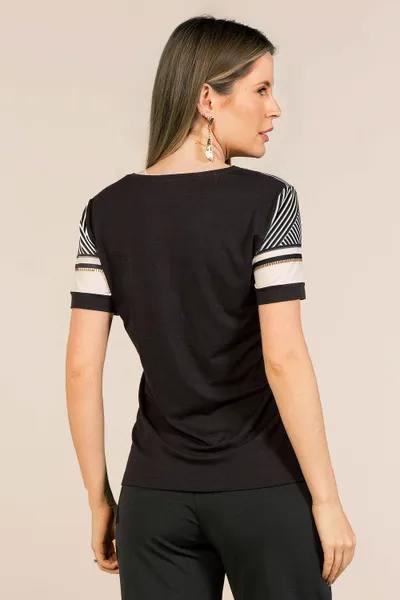 BLUSA CREPONADA COM VISCOLYCRA PRETO MIRA VEST