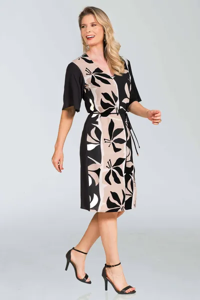 VESTIDO CREPE COM CINTO PRETO MIRA VEST