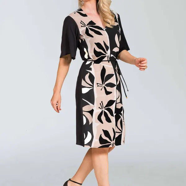 VESTIDO CREPE COM CINTO PRETO MIRA VEST