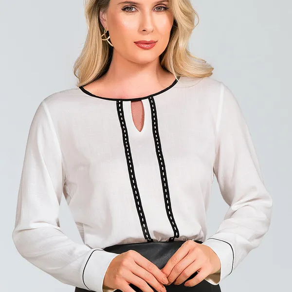 BLUSA VISCOLINHO COM ENTREMEIO OFF WHITE MIRA VEST