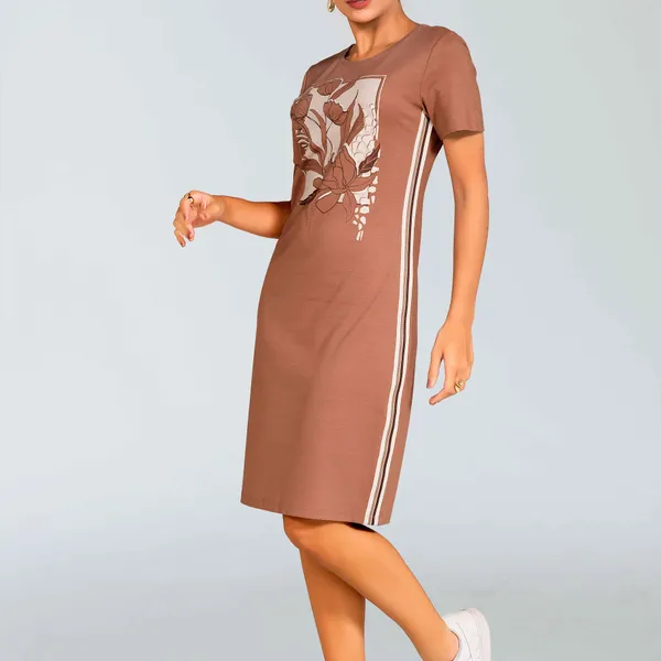 Vestido Ponto Roma T-Shirt Marrom Mira Vest