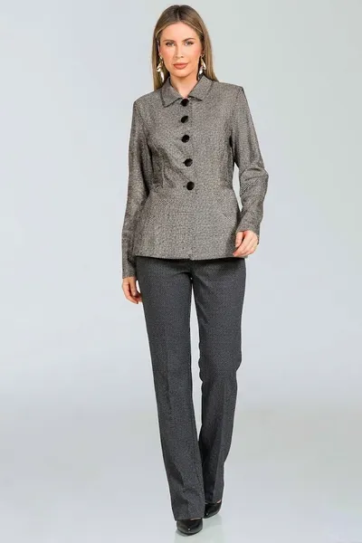 Calça Reta Jacquard Preto Mira Vest