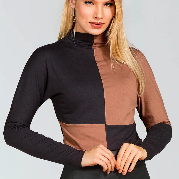Blusa Viscolycra Gola Alta Preto Mira Vest
