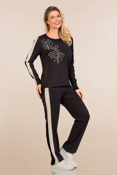 CONJUNTO PONTO ROMA COM RECORTES PRETO MIRA VEST