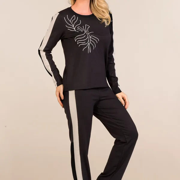 CONJUNTO PONTO ROMA COM RECORTES PRETO MIRA VEST