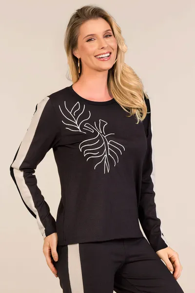 CONJUNTO PONTO ROMA COM RECORTES PRETO MIRA VEST