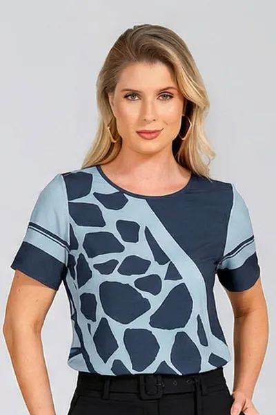 Blusa Manga Curta com Decote Redondo  Mira Vest