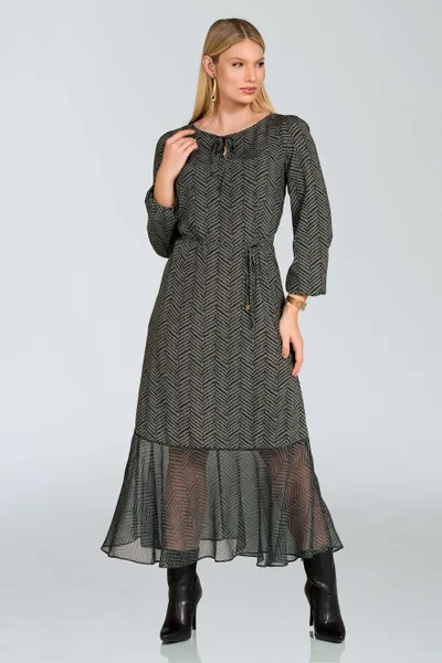 Vestido Longuete com Cinto e Transparência Mate Mira Vest