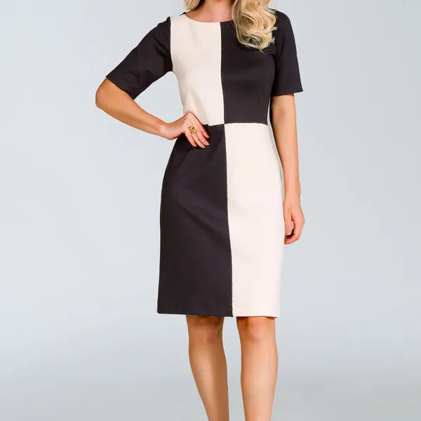 VESTIDO PONTO ROMA COM RECORTES PRETO MIRA VEST