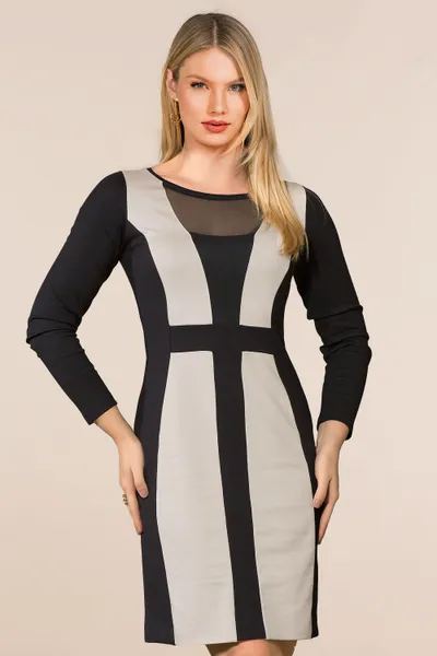 VESTIDO PONTO ROMA COM TULE MIRA VEST