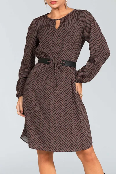 Vestido Cobre com Cinto Couro Sintético Mira Vest