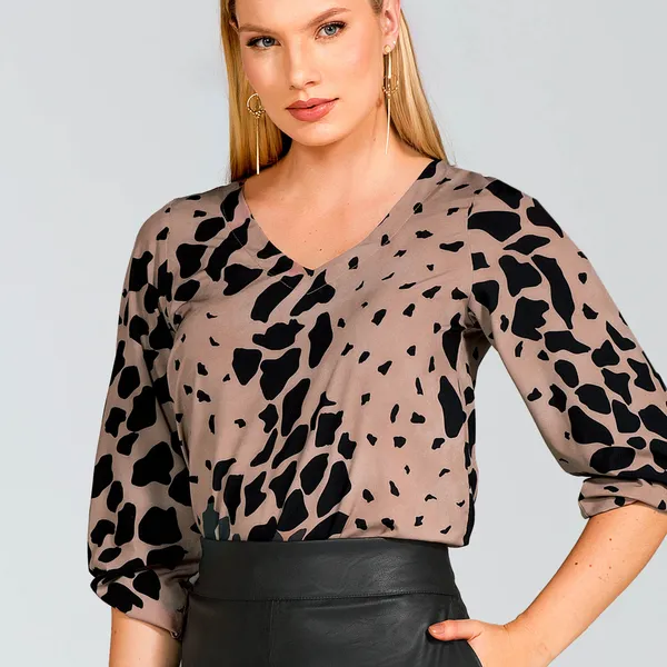 BLUSA PLANO FLUIDO DECOTE V AVELÃ MIRA VEST