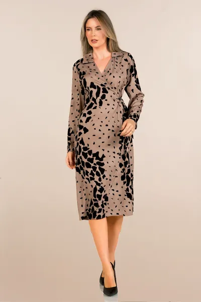 VESTIDO CREPE CHEMISE MIDI AVELÃ MIRA VEST