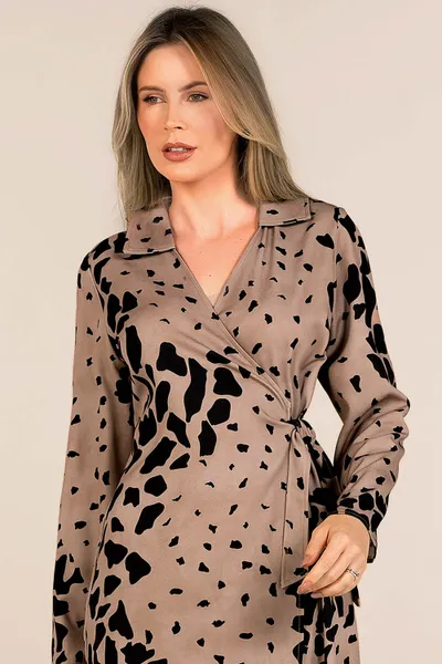 VESTIDO CREPE CHEMISE MIDI AVELÃ MIRA VEST