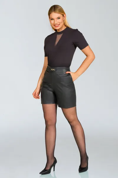 BERMUDA COURO SINTÉTICO PRETO MIRA VEST