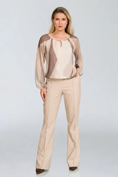 Blusa Plano Fluido com Transparência Decote Canoa Gelo Mira Vest